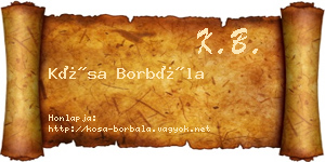Kósa Borbála névjegykártya